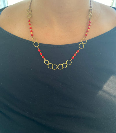 Red turquoise and copper necklace