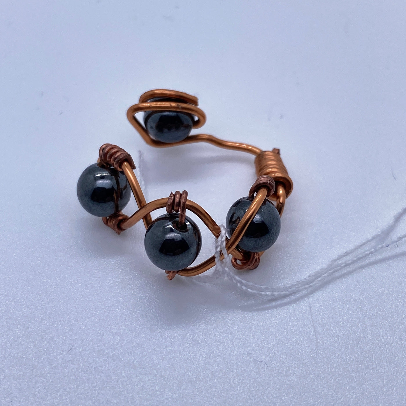 Copper and onyx adjustable ring size