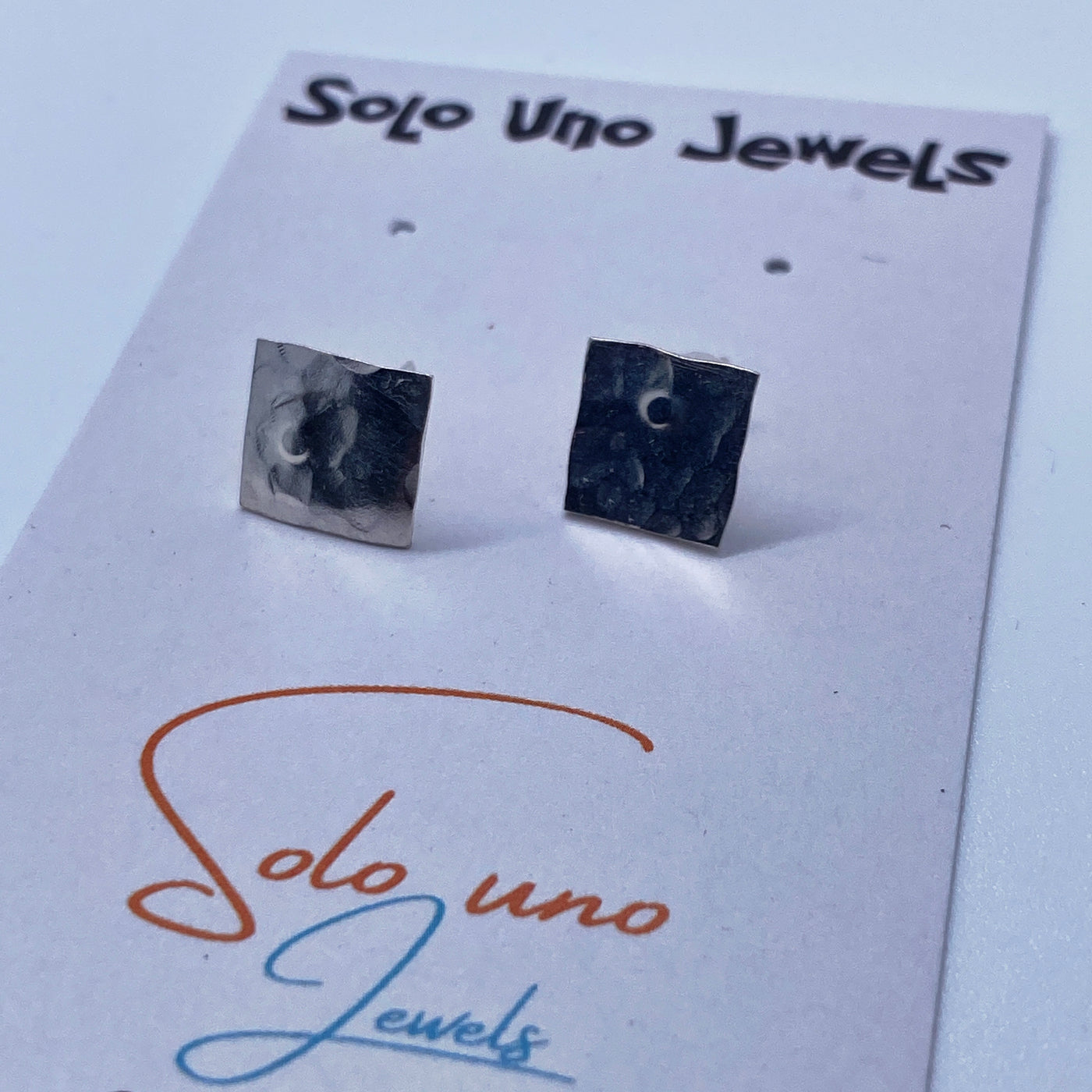 Square sterling texturized silver studs
