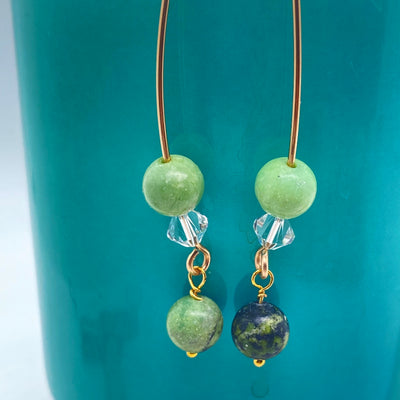 Green turquoise and Swarovski earrings