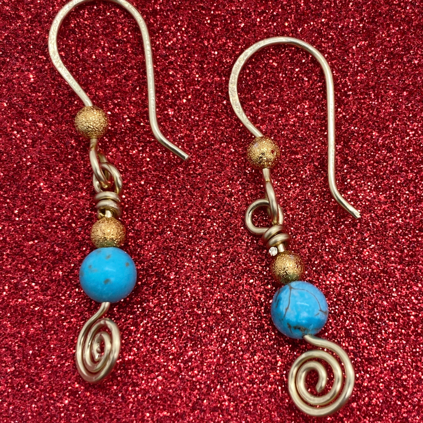 Turquoise and brass earrings